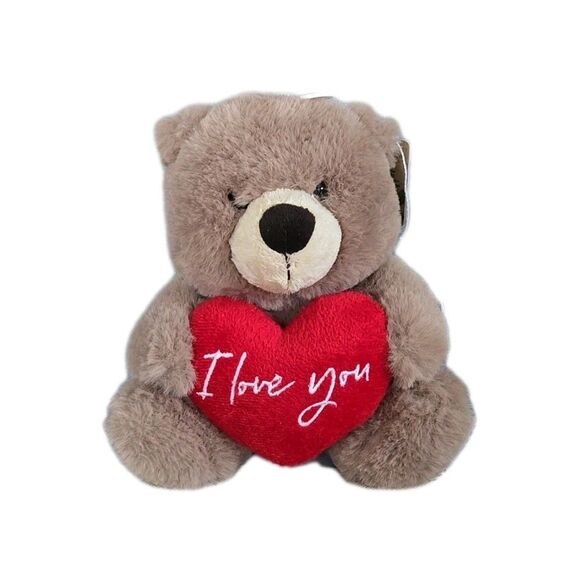 NWT Aurora - Small Taupe Valentine - 6.5" Jolie Bear Heartwarming Stuffed Animal - Picture 1 of 7